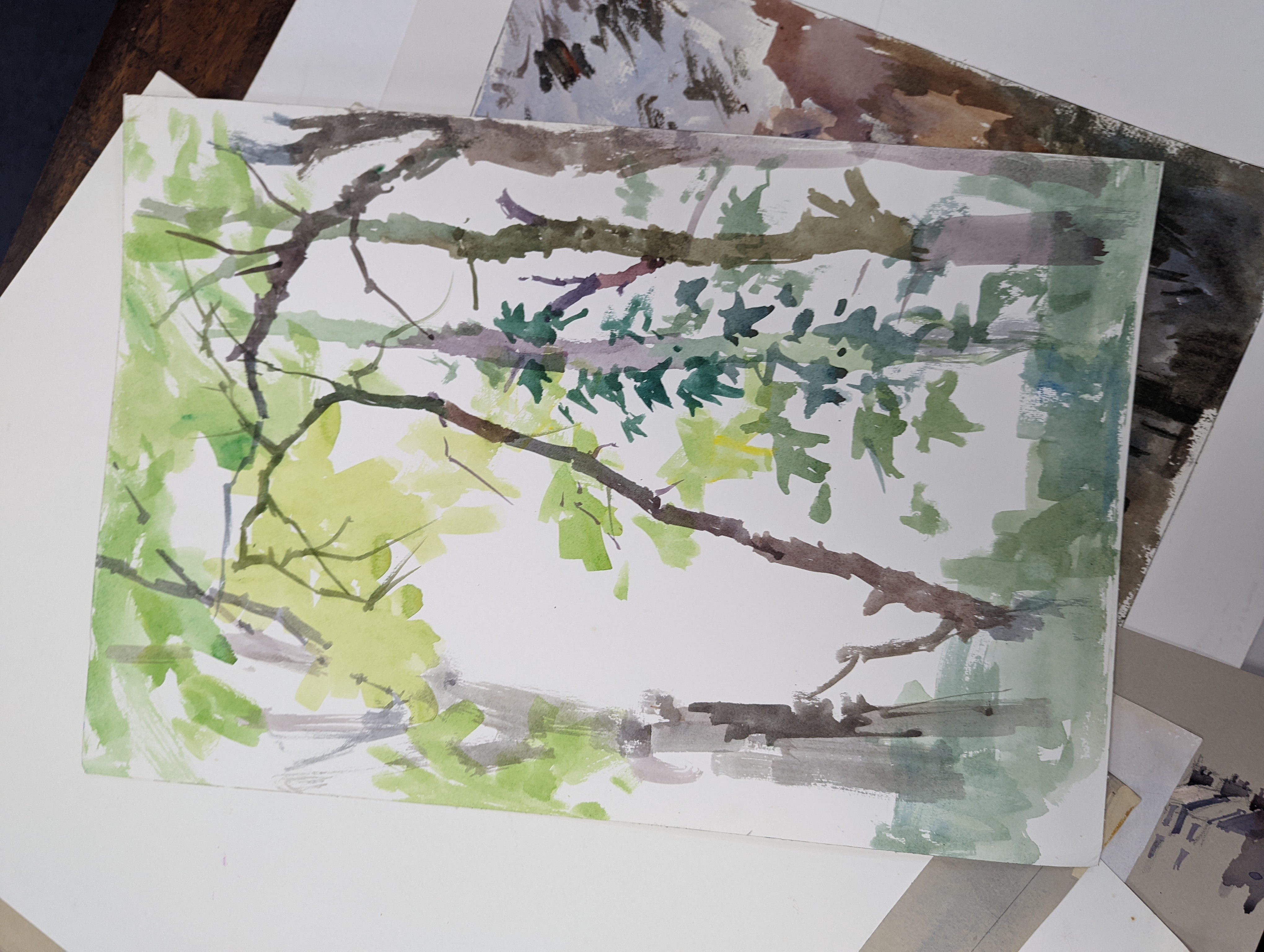 Michael Cadman (1920-2010), a folio of assorted watercolours and prints, Topographical scenes, largest 40 x 56cm, unframed